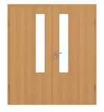 Frontansicht von GARANT Doppelflügeltür inkl. Zarge Eiche Premium CPL mit Lichtausschnitt LA-5 schlossseitig