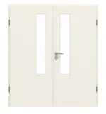 Frontansicht von GARANT Doppelflügeltür inkl. Zarge Weißlack 9010 GHK08 mit Lichtausschnitt LA-5 schlossseitig