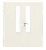 Frontansicht von GARANT Doppelflügeltür inkl. Zarge Weißlack 9010 mit Lichtausschnitt LA-5 schlossseitig