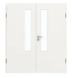 Frontansicht von GARANT Doppelflügeltür inkl. Zarge Weißlack 9016 CPL mit Lichtausschnitt LA-5 schlossseitig