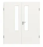 Frontansicht von GARANT Doppelflügeltür inkl. Zarge Weißlack 9016 GHK08 mit Lichtausschnitt LA-5 schlossseitig