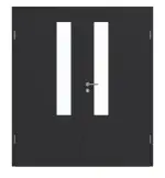 Frontansicht von GARANT Doppelflügeltür inkl. Zarge Matt RAL 9005 G-TEC mit Lichtausschnitt LA-5 schlossseitig