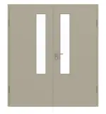 Frontansicht von GARANT Doppelflügeltür inkl. Zarge Matt Seidengrau 7044 G-TEC mit Lichtausschnitt LA-5 schlossseitig