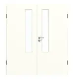 Frontansicht von GARANT Doppelflügeltür inkl. Zarge U11026SD Kristallweiß GHK08 mit Lichtausschnitt LA-5 schlossseitig