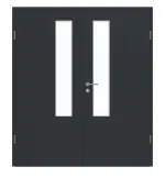 Frontansicht von GARANT Doppelflügeltür inkl. Zarge U12000SD Vulkanschwarz GHK08 mit Lichtausschnitt LA-5 schlossseitig