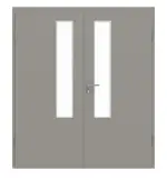 Frontansicht von GARANT Doppelflügeltür inkl. Zarge U12115SD Platingrau GHK08 mit Lichtausschnitt LA-5 schlossseitig