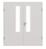 Frontansicht von GARANT Doppelflügeltür inkl. Zarge U12188SD Lichtgrau GHK08 mit Lichtausschnitt LA-5 schlossseitig