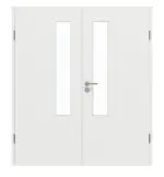 Frontansicht von GARANT Doppelflügeltür inkl. Zarge Matt Weißlack 9016 G-TEC mit Lichtausschnitt LA-5 schlossseitig