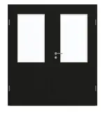 Frontansicht von GARANT Doppelflügeltür inkl. Zarge 0901-60 Black Resopal mit Lichtausschnitt LA-6