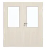 Frontansicht von GARANT Doppelflügeltür inkl. Zarge Authentic Perl CPL mit Lichtausschnitt LA-6