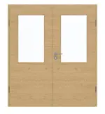 Frontansicht von GARANT Doppelflügeltür inkl. Zarge Quer Authentic Asteiche GCK08 mit Lichtausschnitt LA-6