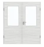 Frontansicht von GARANT Doppelflügeltür inkl. Zarge Quer Authentic Grigio GCK08 mit Lichtausschnitt LA-6