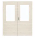 Frontansicht von GARANT Doppelflügeltür inkl. Zarge Quer Authentic Perl GCK08 mit Lichtausschnitt LA-6