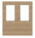 Frontansicht von GARANT Doppelflügeltür inkl. Zarge Quer Authentic Risseiche CPL mit Lichtausschnitt LA-6