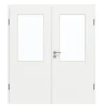 Frontansicht von GARANT Doppelflügeltür inkl. Zarge D354-60 Designer White Resopal mit Lichtausschnitt LA-6