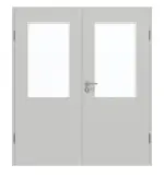 Frontansicht von GARANT Doppelflügeltür inkl. Zarge D92-60 Dove Grey Resopal mit Lichtausschnitt LA-6
