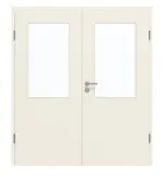 Frontansicht von GARANT Doppelflügeltür inkl. Zarge Weißlack 9010 CPL mit Lichtausschnitt LA-6