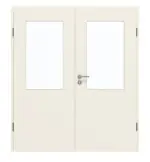 Frontansicht von GARANT Doppelflügeltür inkl. Zarge Weißlack 9010 GHK08 mit Lichtausschnitt LA-6