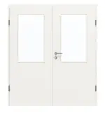 Frontansicht von GARANT Doppelflügeltür inkl. Zarge Weißlack 9016 GHK08 mit Lichtausschnitt LA-6