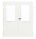 Frontansicht von GARANT Doppelflügeltür inkl. Zarge Weißlack 9016 mit Lichtausschnitt LA-6