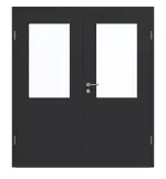 Frontansicht von GARANT Doppelflügeltür inkl. Zarge Matt RAL 9005 G-TEC mit Lichtausschnitt LA-6