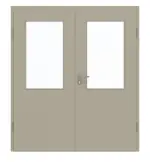 Frontansicht von GARANT Doppelflügeltür inkl. Zarge Matt Seidengrau 7044 G-TEC mit Lichtausschnitt LA-6