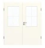 Frontansicht von GARANT Doppelflügeltür inkl. Zarge 0105-60 Pearl White CPL mit Lichtausschnitt LA-6 Sprosse SP0