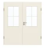 Frontansicht von GARANT Doppelflügeltür inkl. Zarge 0140-60 Dawn Resopal mit Lichtausschnitt LA-6 Sprosse SP0