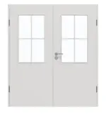 Frontansicht von GARANT Doppelflügeltür inkl. Zarge 0160-60 Silver Grey CPL mit Lichtausschnitt LA-6 Sprosse SP0