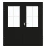 Frontansicht von GARANT Doppelflügeltür inkl. Zarge 0901-60 Black Resopal mit Lichtausschnitt LA-6 Sprosse SP0