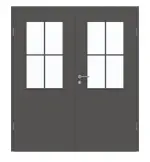 Frontansicht von GARANT Doppelflügeltür inkl. Zarge 10622-60 Ebony CPL mit Lichtausschnitt LA-6 Sprosse SP0