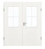 Frontansicht von GARANT Doppelflügeltür inkl. Zarge Authentic Bianco CPL mit Lichtausschnitt LA-6 Sprosse SP0