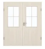 Frontansicht von GARANT Doppelflügeltür inkl. Zarge Authentic Perl CPL mit Lichtausschnitt LA-6 Sprosse SP0