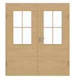 Frontansicht von GARANT Doppelflügeltür inkl. Zarge Quer Authentic Asteiche CPL mit Lichtausschnitt LA-6 Sprosse SP0