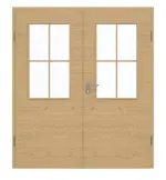 Frontansicht von GARANT Doppelflügeltür inkl. Zarge Quer Authentic Asteiche GCK08 mit Lichtausschnitt LA-6 Sprosse SP0