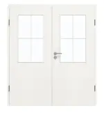 Frontansicht von GARANT Doppelflügeltür inkl. Zarge Quer Authentic Bianco CPL mit Lichtausschnitt LA-6 Sprosse SP0