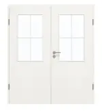 Frontansicht von GARANT Doppelflügeltür inkl. Zarge Quer Authentic Bianco GCK08 mit Lichtausschnitt LA-6 Sprosse SP0