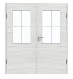 Frontansicht von GARANT Doppelflügeltür inkl. Zarge Quer Authentic Grigio GCK08 mit Lichtausschnitt LA-6 Sprosse SP0