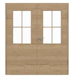 Frontansicht von GARANT Doppelflügeltür inkl. Zarge Quer Authentic Risseiche CPL mit Lichtausschnitt LA-6 Sprosse SP0