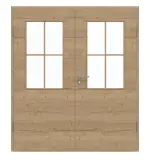 Frontansicht von GARANT Doppelflügeltür inkl. Zarge Quer Authentic Risseiche GCK08 mit Lichtausschnitt LA-6 Sprosse SP0