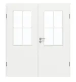 Frontansicht von GARANT Doppelflügeltür inkl. Zarge D354-60 Designer White Resopal mit Lichtausschnitt LA-6 Sprosse SP0