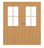 Frontansicht von GARANT Doppelflügeltür inkl. Zarge Eiche Premium CPL mit Lichtausschnitt LA-6 Sprosse SP0