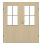 Frontansicht von GARANT Doppelflügeltür inkl. Zarge Natura Ahorn CPL mit Lichtausschnitt LA-6 Sprosse SP0