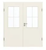 Frontansicht von GARANT Doppelflügeltür inkl. Zarge Weißlack 9010 CPL mit Lichtausschnitt LA-6 Sprosse SP0