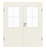 Frontansicht von GARANT Doppelflügeltür inkl. Zarge Weißlack 9010 GHK08 mit Lichtausschnitt LA-6 Sprosse SP0