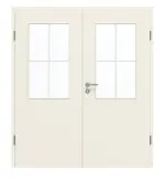 Frontansicht von GARANT Doppelflügeltür inkl. Zarge Weißlack 9010 mit Lichtausschnitt LA-6 Sprosse SP0