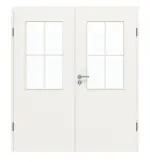 Frontansicht von GARANT Doppelflügeltür inkl. Zarge Weißlack 9016 GHK08 mit Lichtausschnitt LA-6 Sprosse SP0