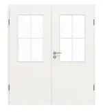 Frontansicht von GARANT Doppelflügeltür inkl. Zarge Weißlack 9016 mit Lichtausschnitt LA-6 Sprosse SP0