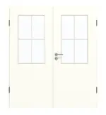 Frontansicht von GARANT Doppelflügeltür inkl. Zarge U11026SD Kristallweiß GHK08 mit Lichtausschnitt LA-6 Sprosse SP0