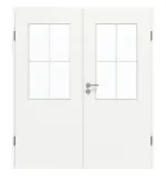 Frontansicht von GARANT Doppelflügeltür inkl. Zarge U11209SD Edelweiß GHK08 mit Lichtausschnitt LA-6 Sprosse SP0